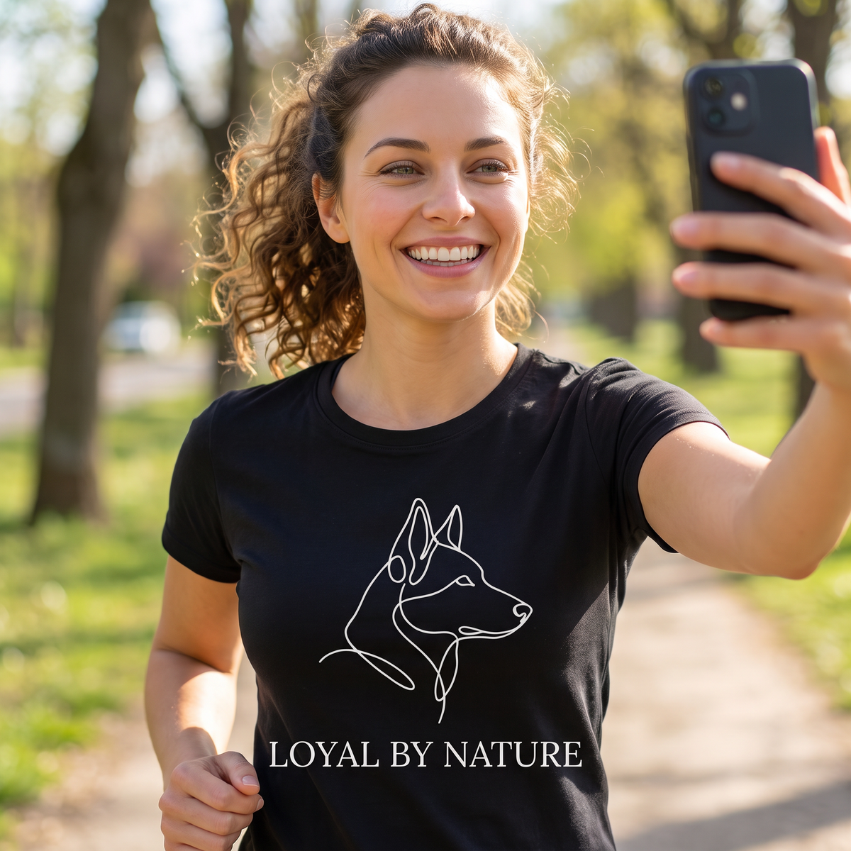 Loyal by Nature German Shepherd Line Art dark T-Shirt | Minimalist Dog Tee