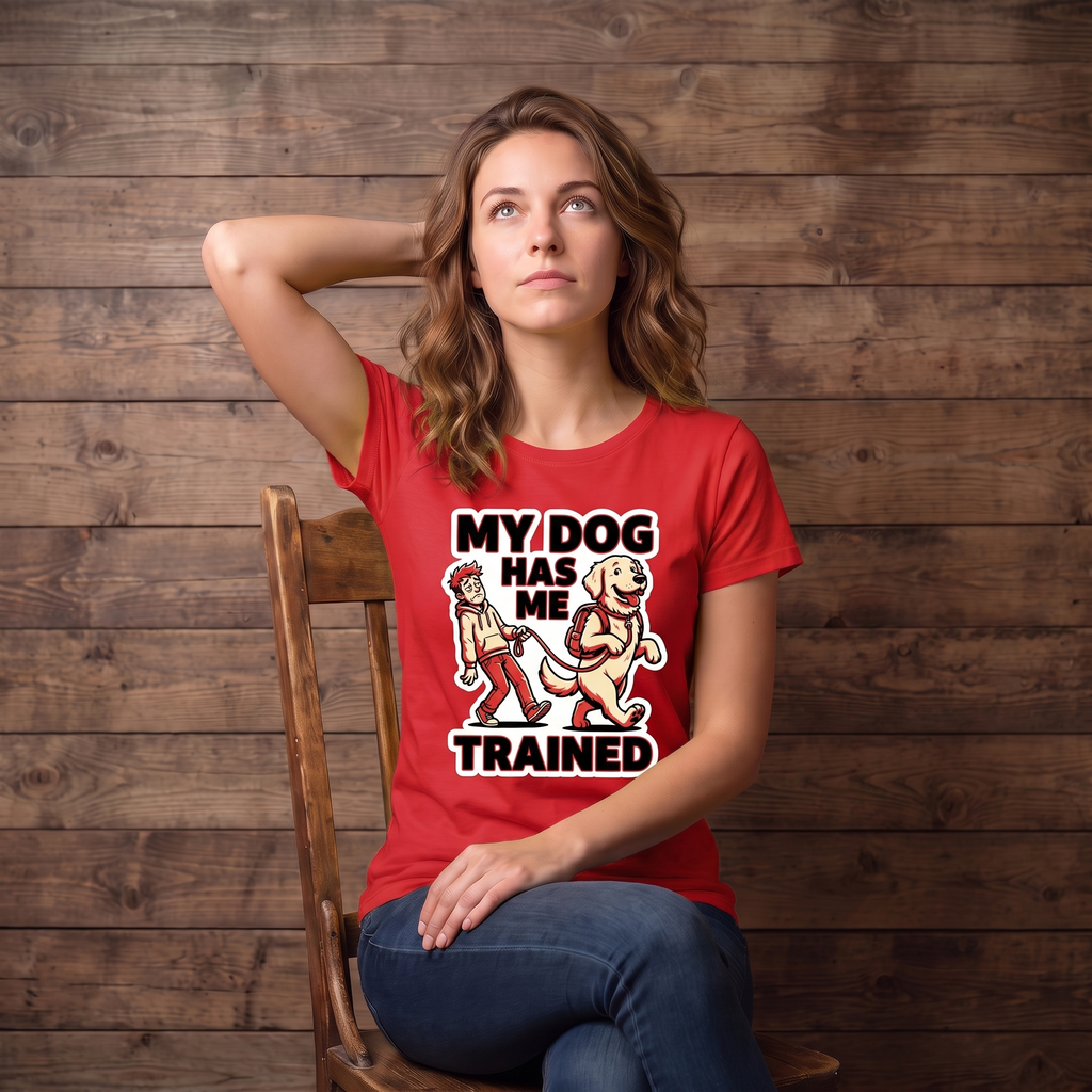 My Dog Has Me Trained Funny T-Shirt | Golden Retriever Dog Owner Tee