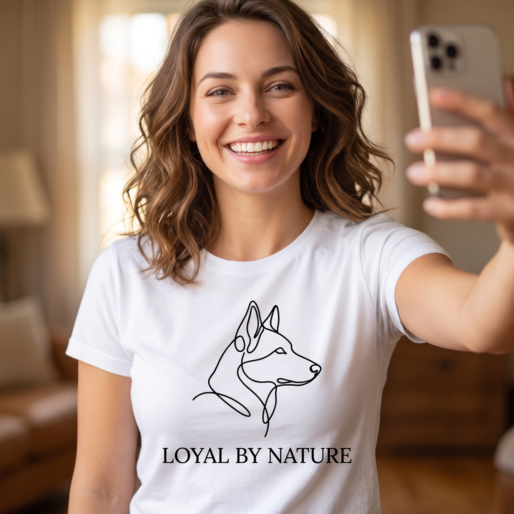 Loyal by Nature German Shepherd Line Art T-Shirt | Minimalist Dog Tee